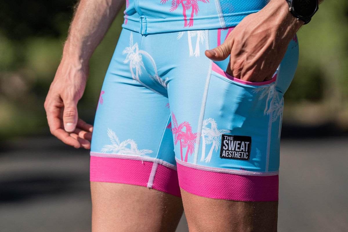 The Sweat Aesthetic Triathlon Short Extra Small Men&#39;s Triathlon Short - Island Palms