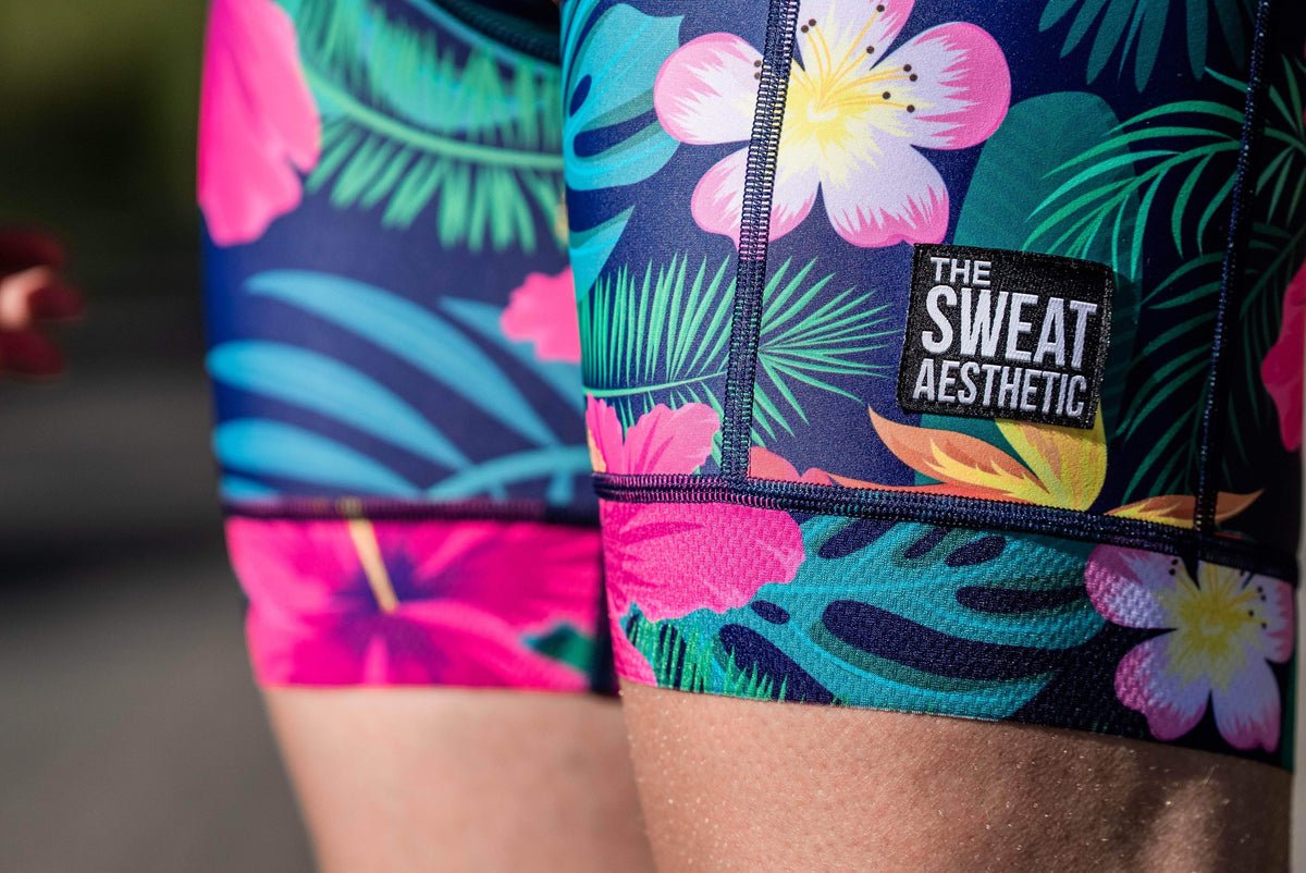 The Sweat Aesthetic Triathlon Short Extra Small Men&#39;s Triathlon Short - Leilani Flowers