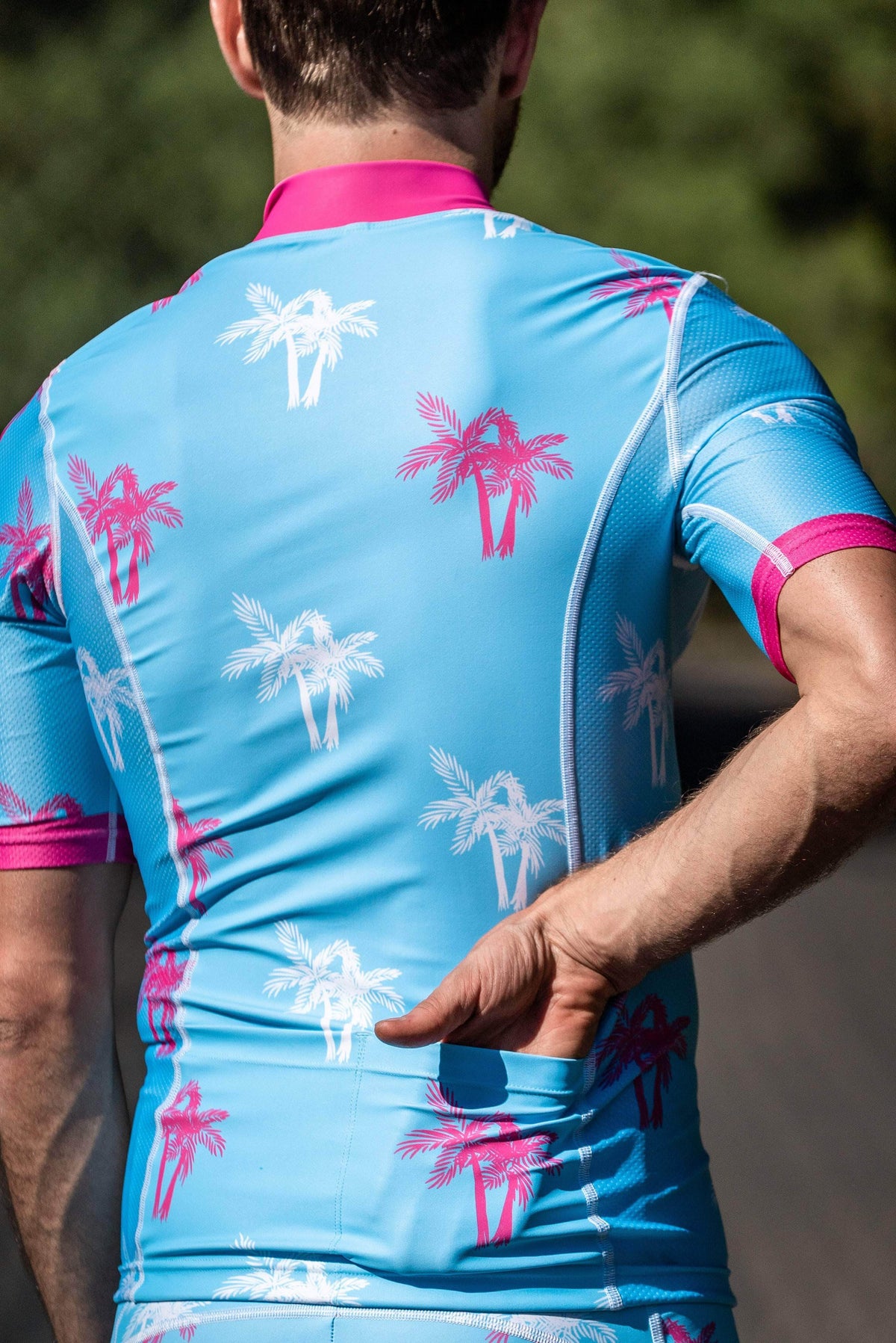 The Sweat Aesthetic Triathlon Short Sleeve Top Extra Small Men&#39;s Triathlon Top - Island Palms