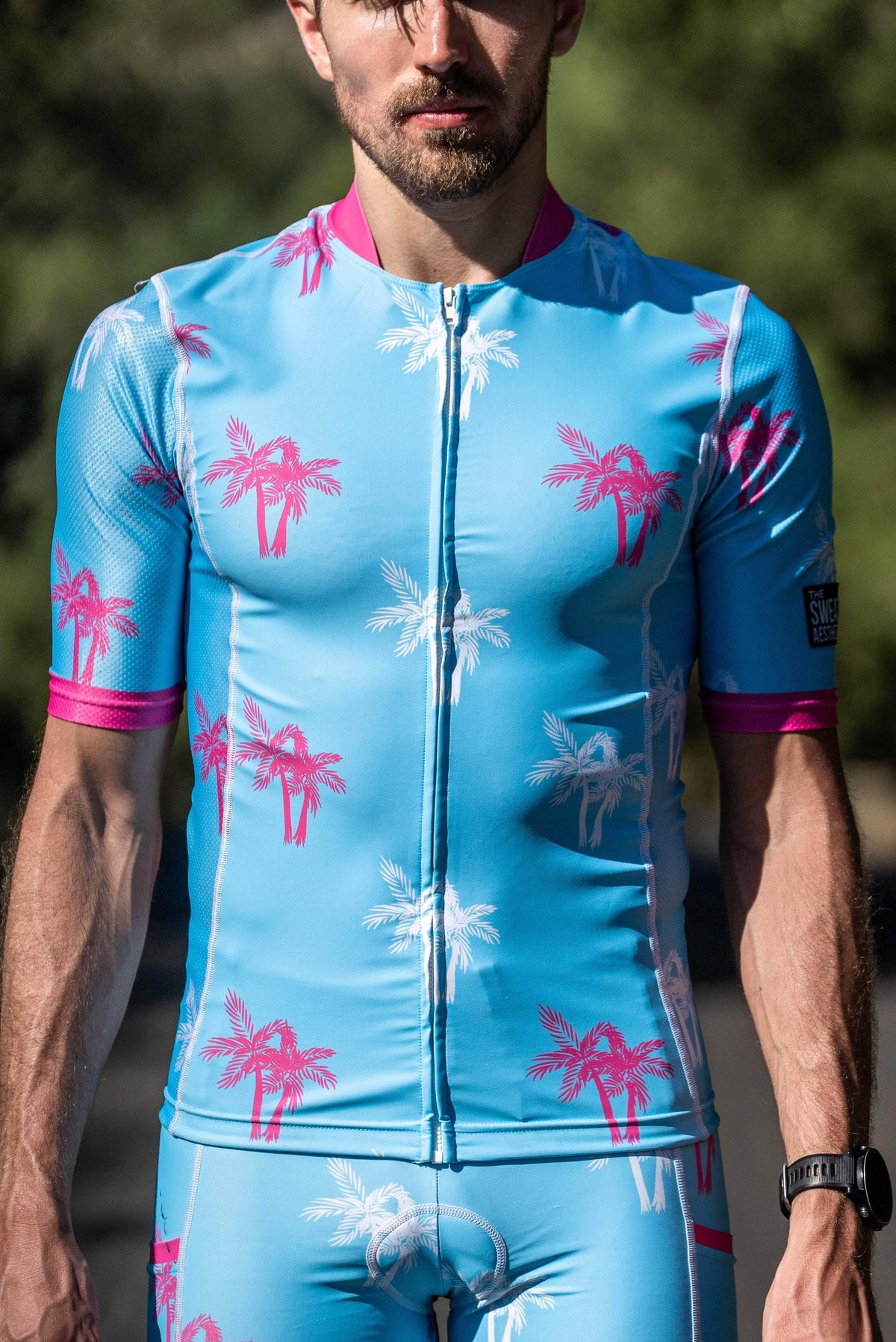 The Sweat Aesthetic Triathlon Short Sleeve Top Extra Small Men&#39;s Triathlon Top - Island Palms