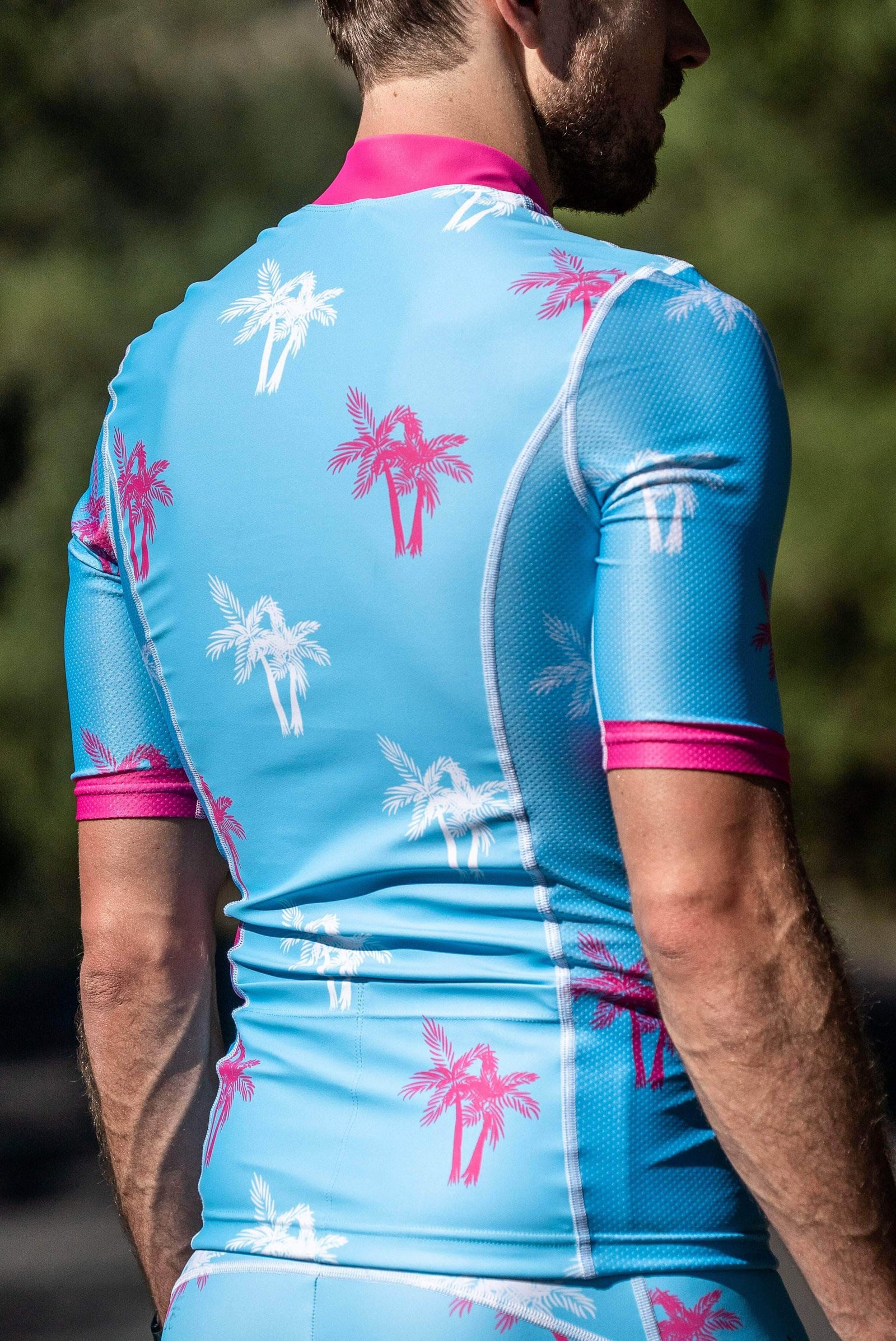 The Sweat Aesthetic Triathlon Short Sleeve Top Extra Small Men's Triathlon Top - Island Palms
