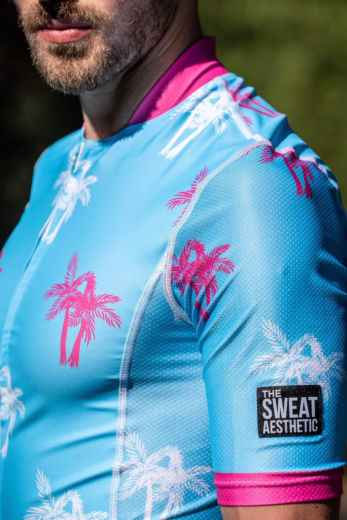 The Sweat Aesthetic Triathlon Short Sleeve Top Extra Small Men&#39;s Triathlon Top - Island Palms