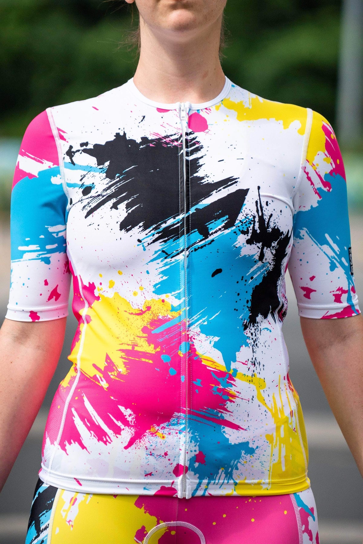 The Sweat Aesthetic Triathlon Short Sleeve Top Extra Small Women&#39;s Triathlon Top - Battle Paint