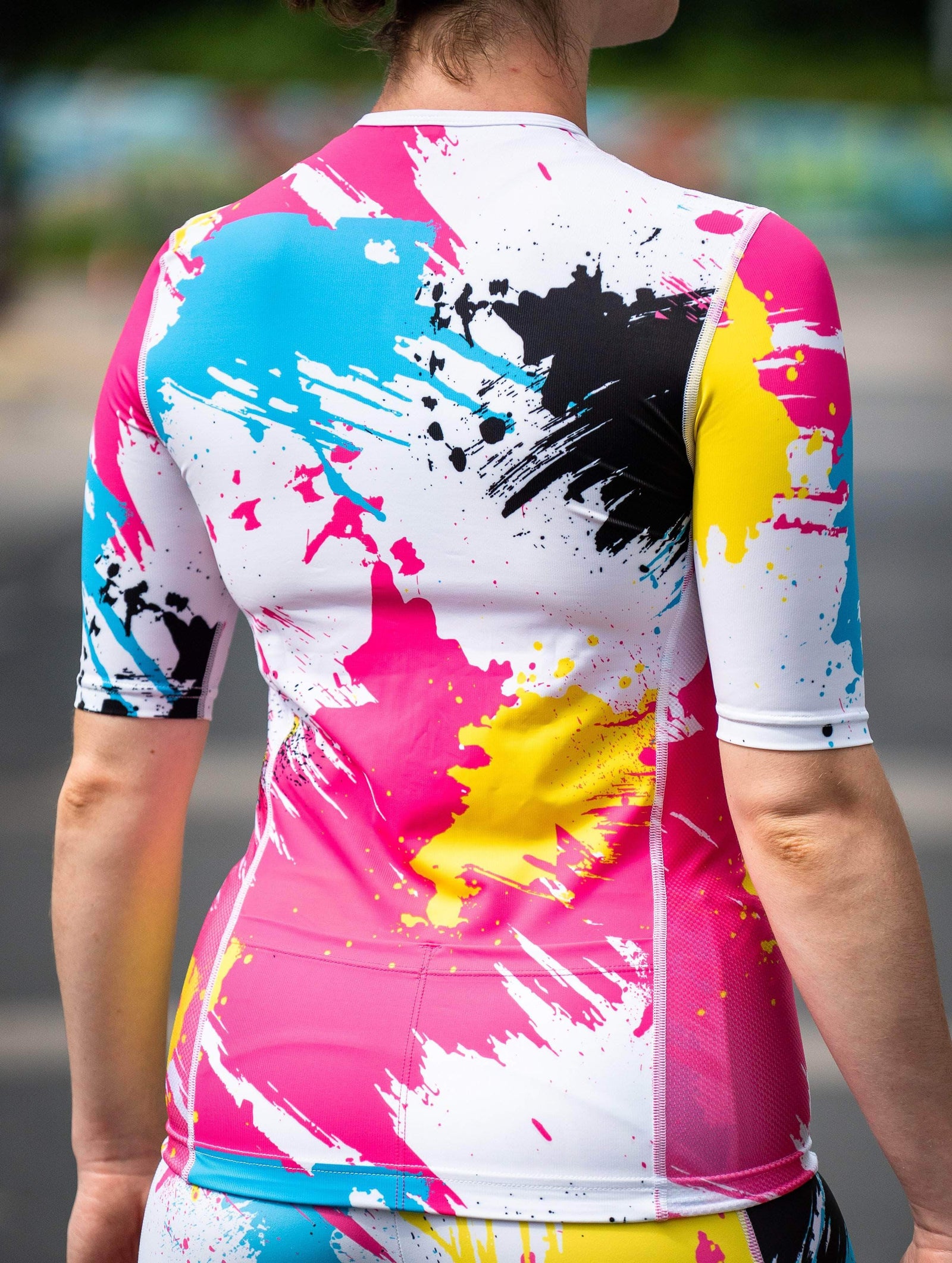 The Sweat Aesthetic Triathlon Short Sleeve Top Extra Small Women's Triathlon Top - Battle Paint