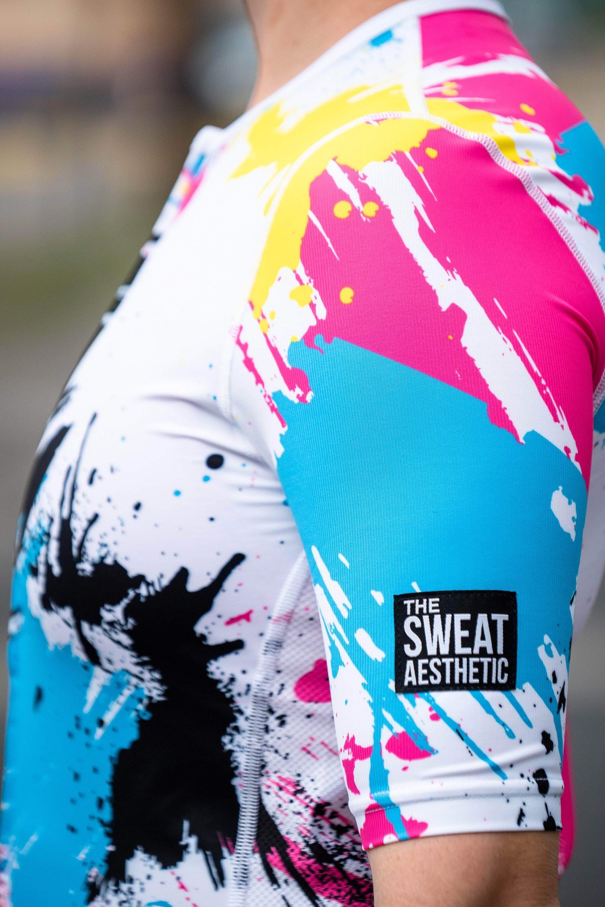 The Sweat Aesthetic Triathlon Short Sleeve Top Extra Small Women&#39;s Triathlon Top - Battle Paint