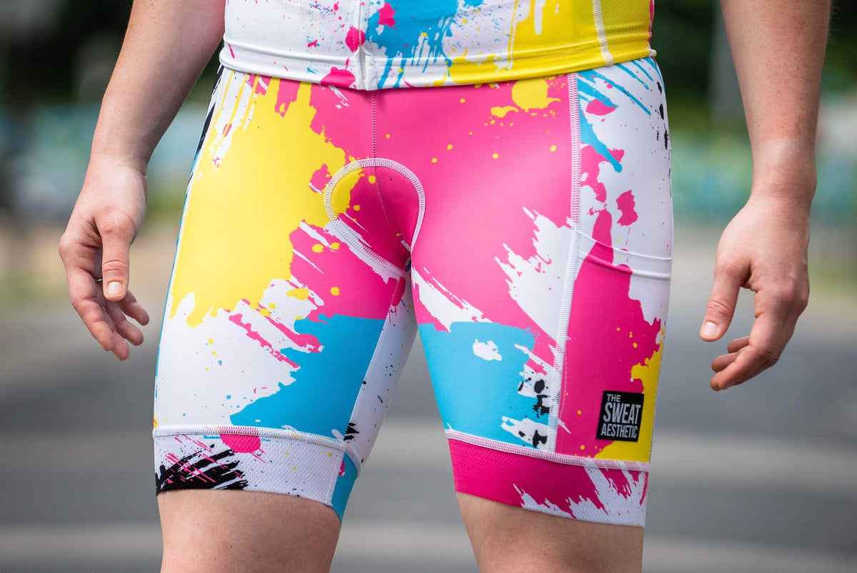 The Sweat Aesthetic Triathlon Short Extra Small Women&#39;s Triathlon Short - Battle Paint