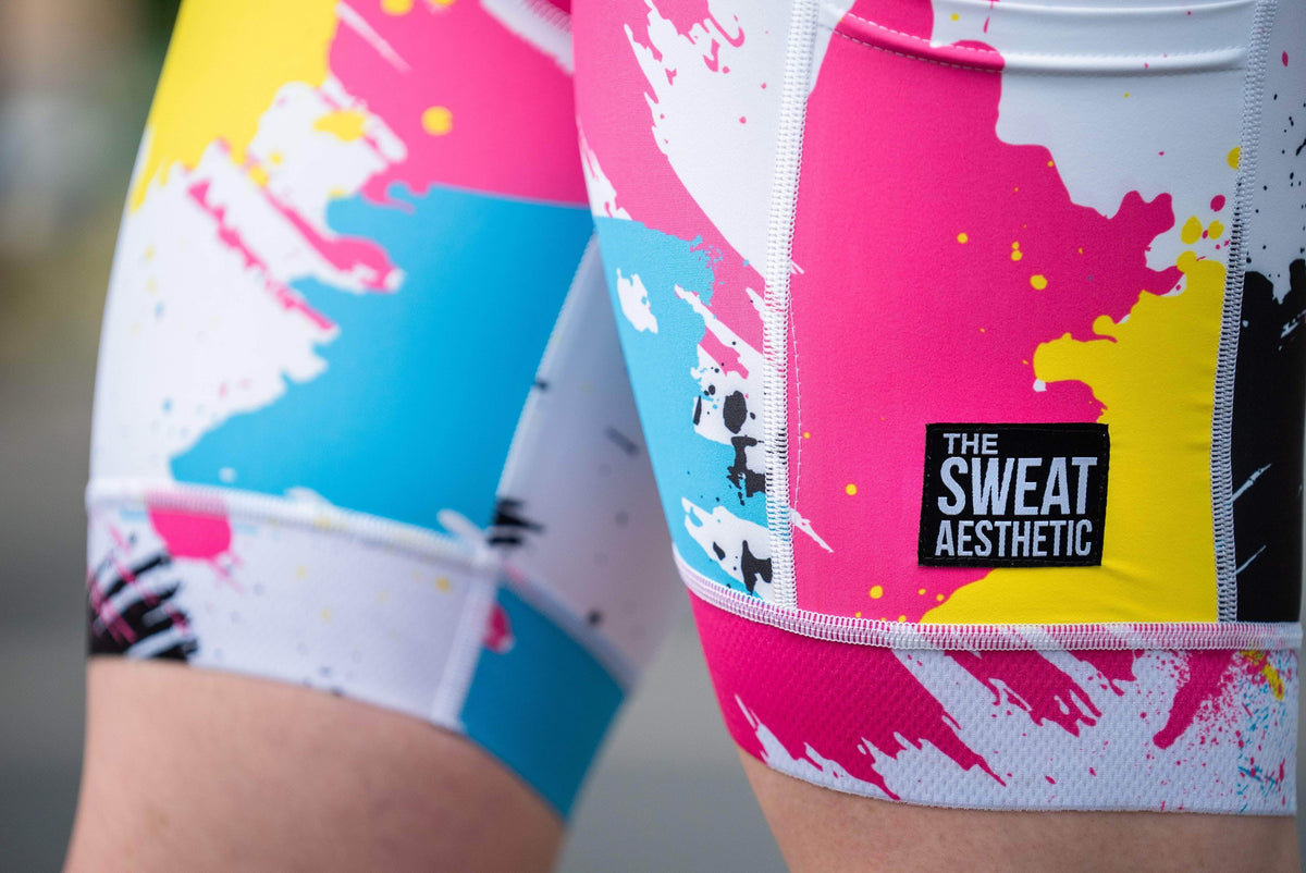 The Sweat Aesthetic Triathlon Short Extra Small Women&#39;s Triathlon Short - Battle Paint