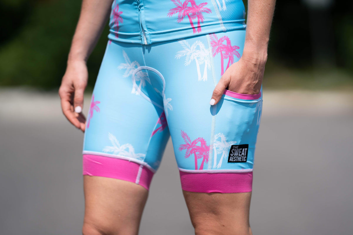 The Sweat Aesthetic Triathlon Short Women&#39;s Triathlon Short - Island Palms