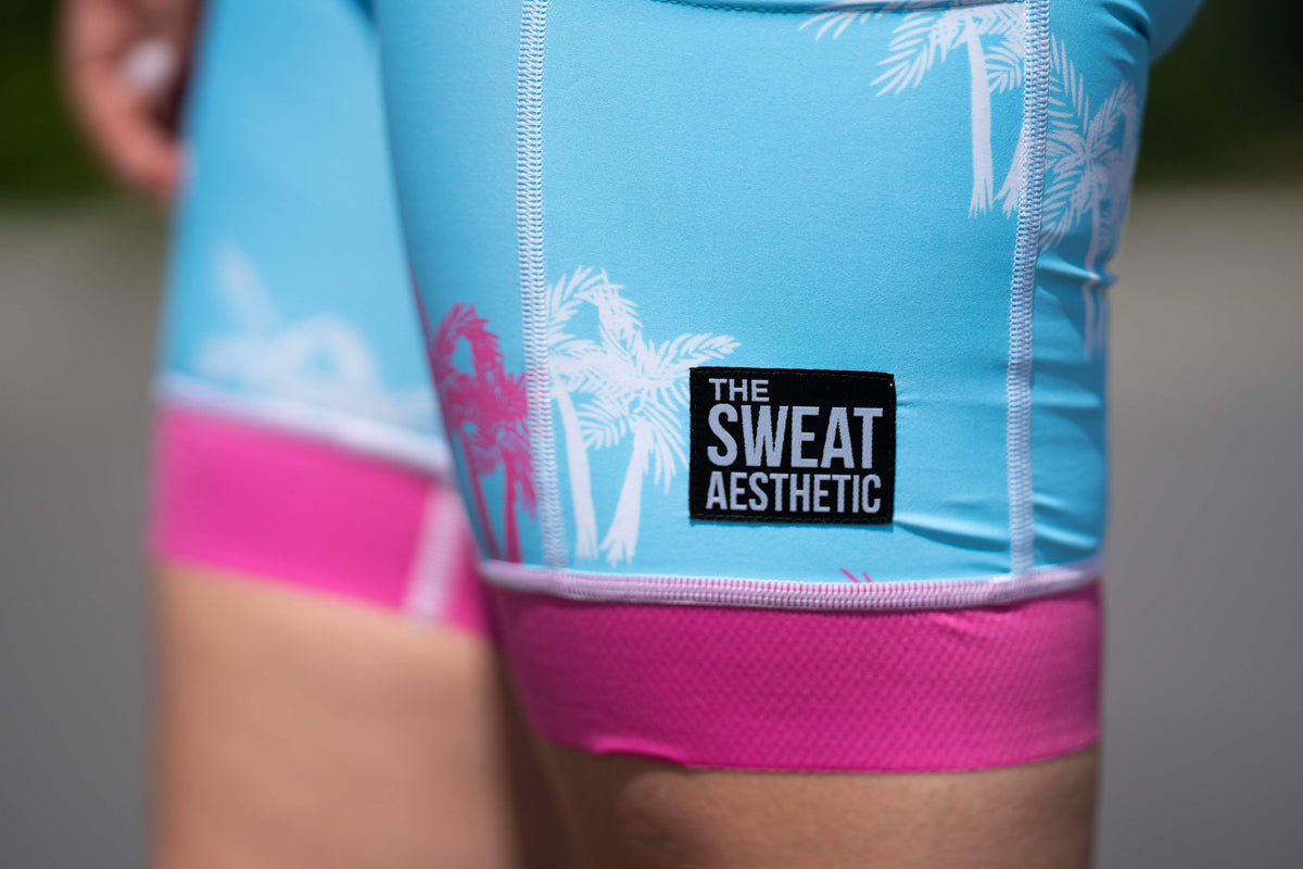 Women's Triathlon Shorts - Leilani Flowers - The Sweat Aesthetic